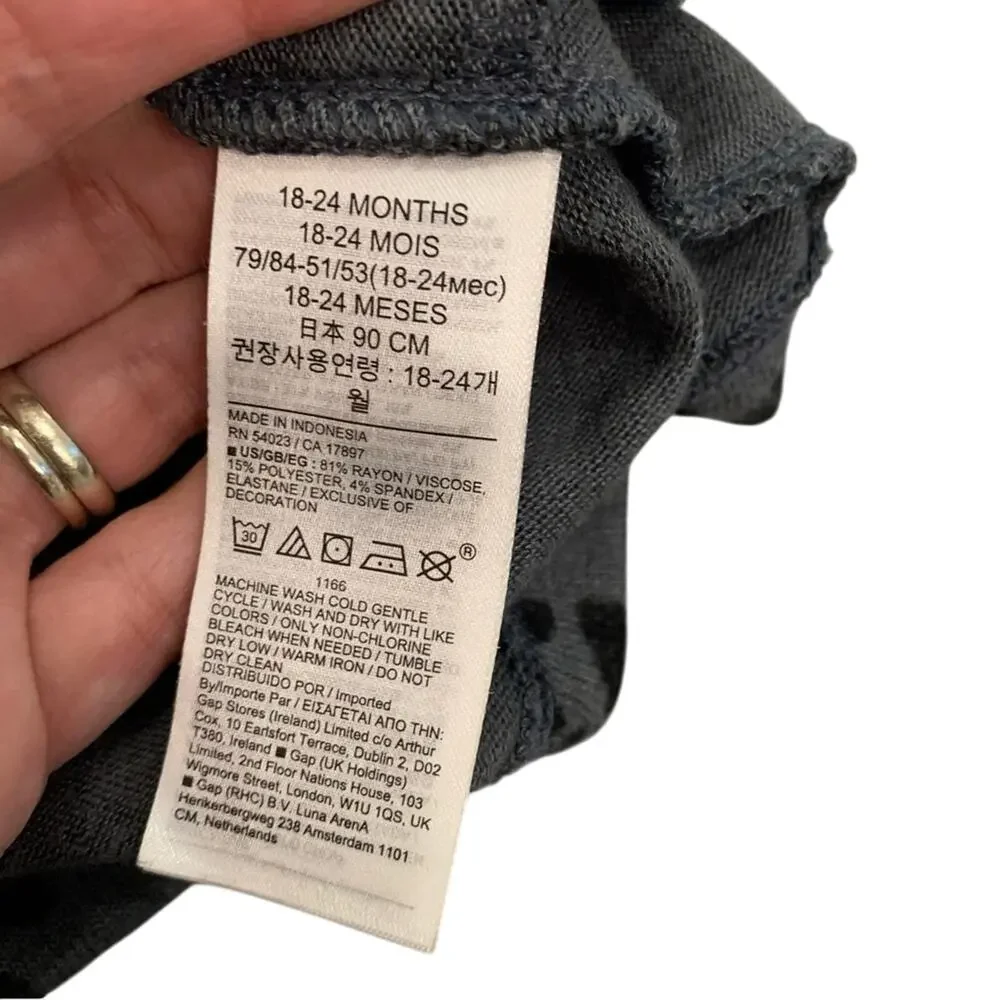 GAP Charcoal Black Leopard Print Long Sleeve Dress
